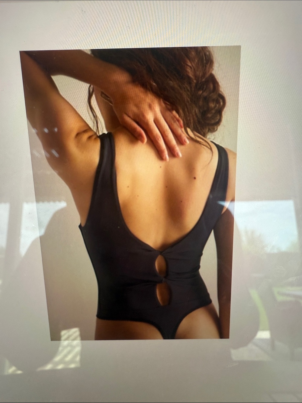 NWOT-Free People Black Ribbed Sleeveless Bodysuit with Back Cutouts